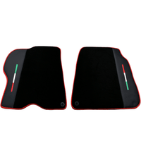 Black Floor Mats For Ferrari GTC4 Lusso (2016-2023) with Leather and Red Trim - AutoWin
