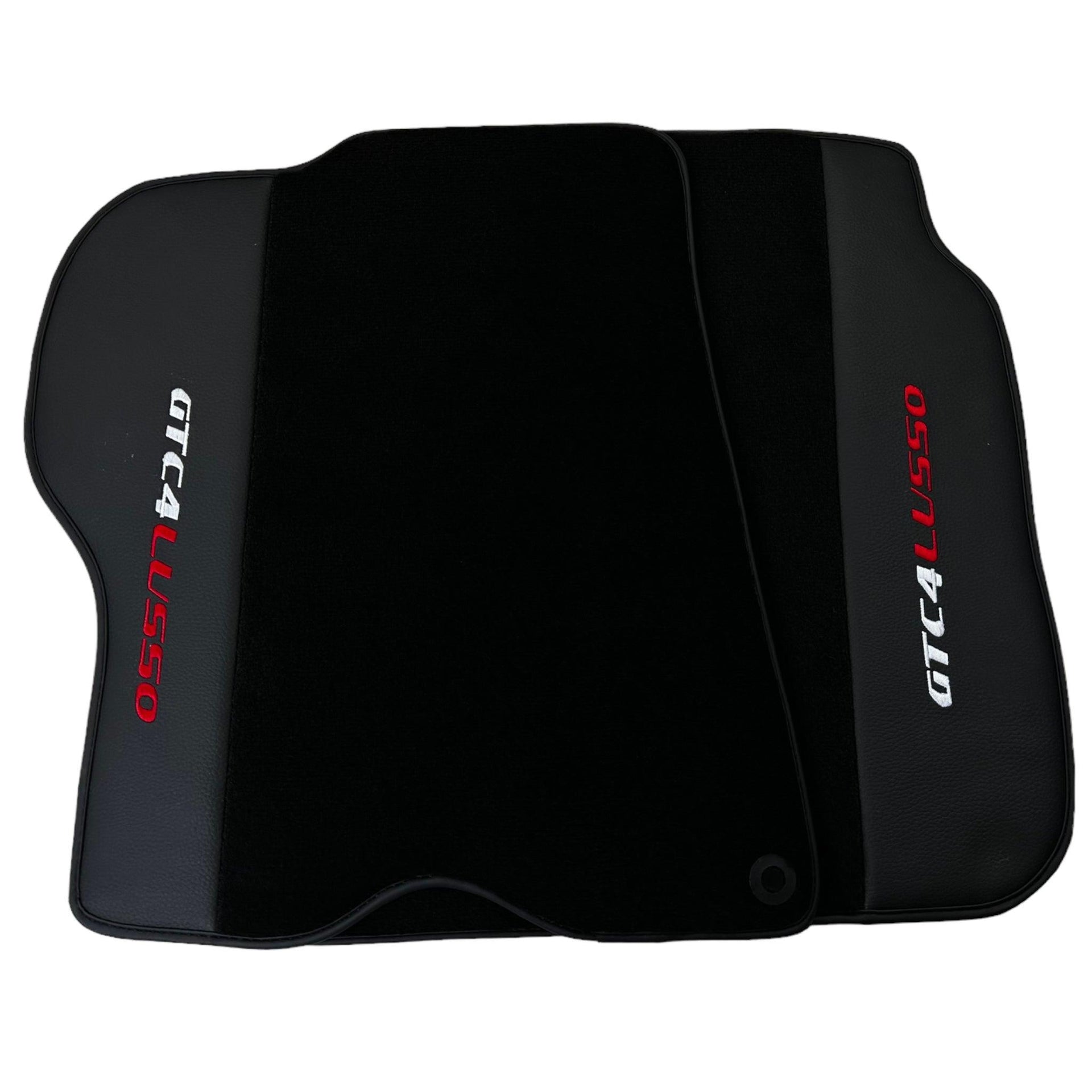 Black Floor Mats For Ferrari GTC4 Lusso (2016-2023) with Leather - AutoWin