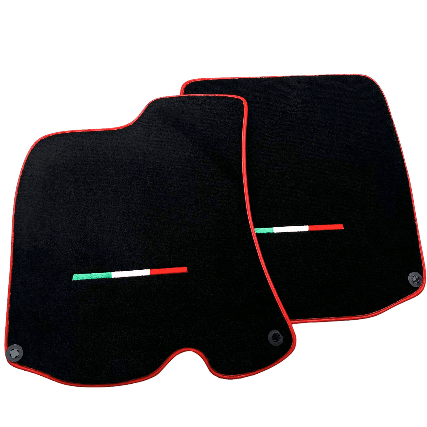 Black Floor Mats for Ferrari Roma (2021-2024) Italian Edition with Red Trim - AutoWin