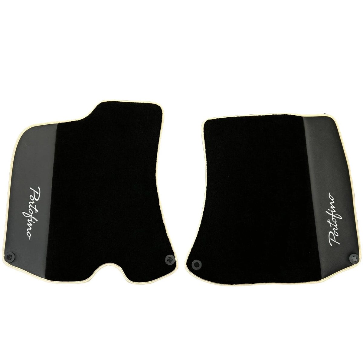 Black Floor Mats For Ferrari Portofino (2018-2023) With Leather and Beige Trim - AutoWin