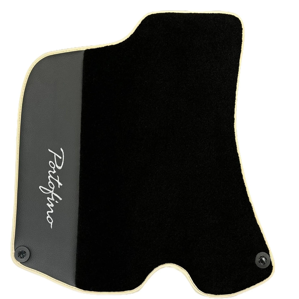 Black Floor Mats For Ferrari Portofino (2018-2023) With Leather and Beige Trim - AutoWin