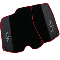 Tapis de sol noirs pour Ferrari Portofino (2018-2023) avec cuir et bord rouge - AutoWin