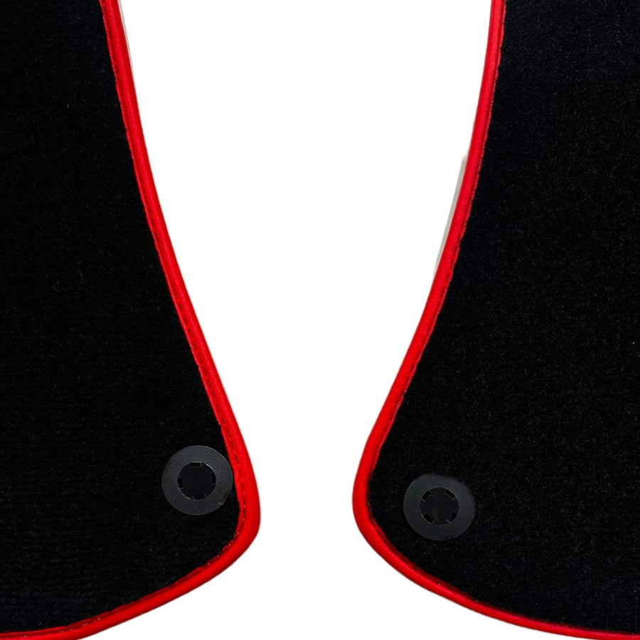Tapis de sol noirs pour Ferrari Portofino (2018-2023) avec cuir et bord rouge - AutoWin