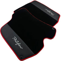 Tapis de sol noirs pour Ferrari Portofino (2018-2023) avec cuir et bord rouge - AutoWin