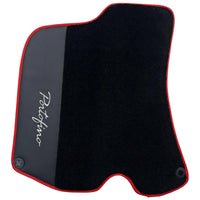 Tapis de sol noirs pour Ferrari Portofino (2018-2023) avec cuir et bord rouge - AutoWin