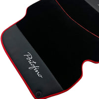 Tapis de sol noirs pour Ferrari Portofino (2018-2023) avec cuir et bord rouge - AutoWin