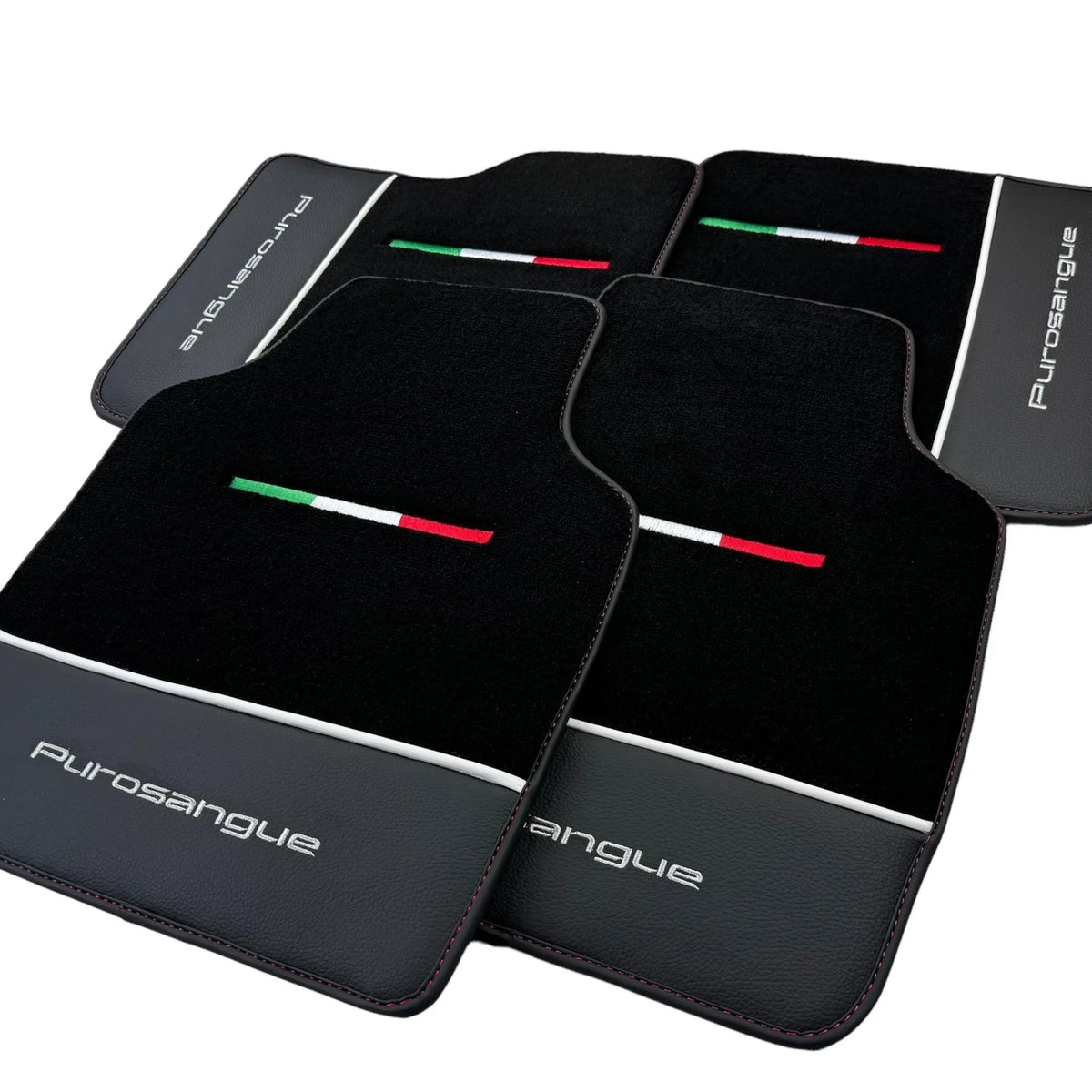 Black Floor Mats for Ferrari Purosangue with Leather - AutoWin