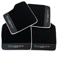 Black Floor Mats for Ferrari Purosangue with Leather and White Trim | Italian Edition - AutoWin