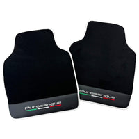 Black Floor Mats for Ferrari Purosangue with Leather and White Trim | Italian Edition - AutoWin