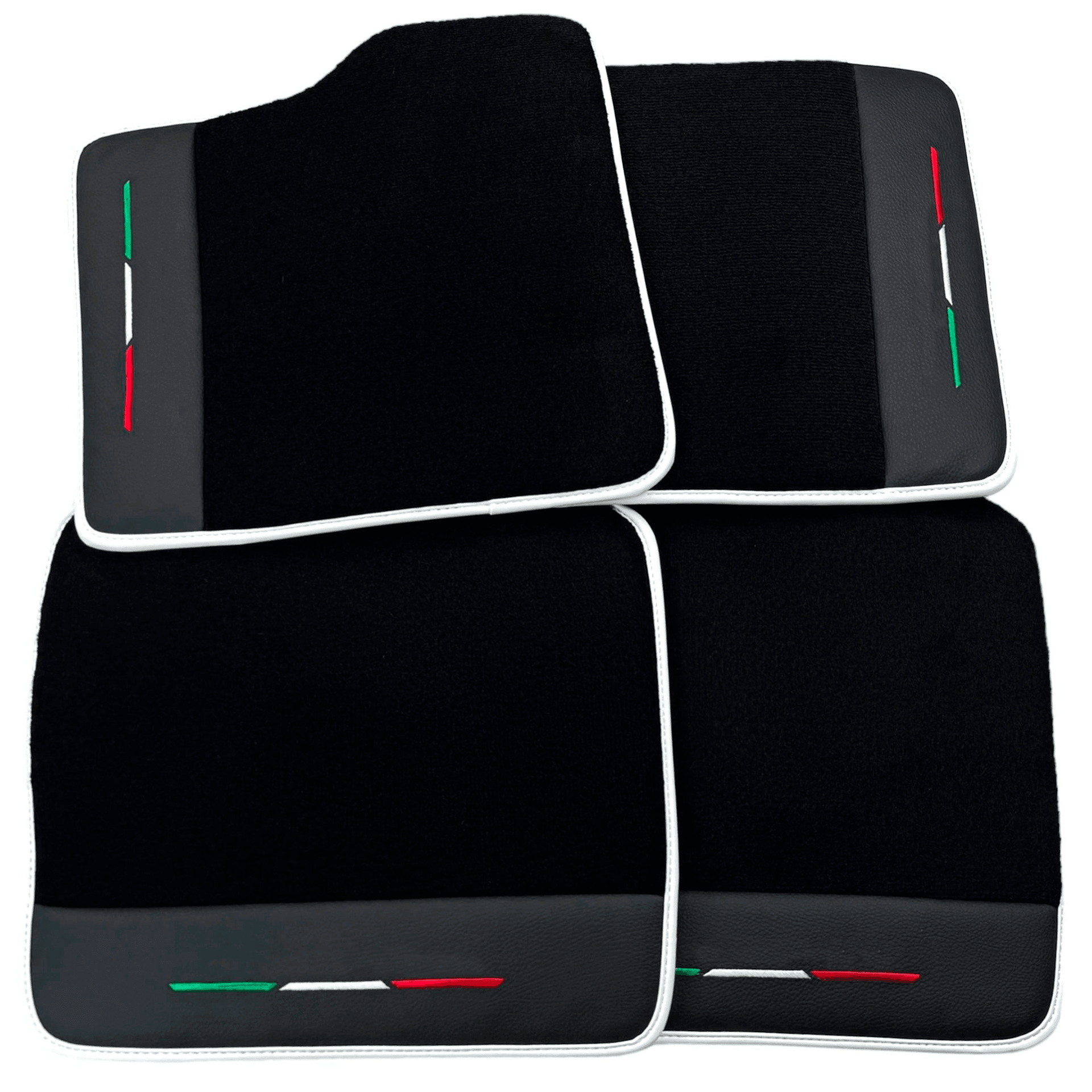 Black Floor Mats for Ferrari Purosangue with Leather and White Trim | Italian Edition - AutoWin