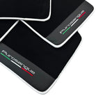 Black Floor Mats for Ferrari Purosangue with Leather and White Trim | Italian Edition - AutoWin