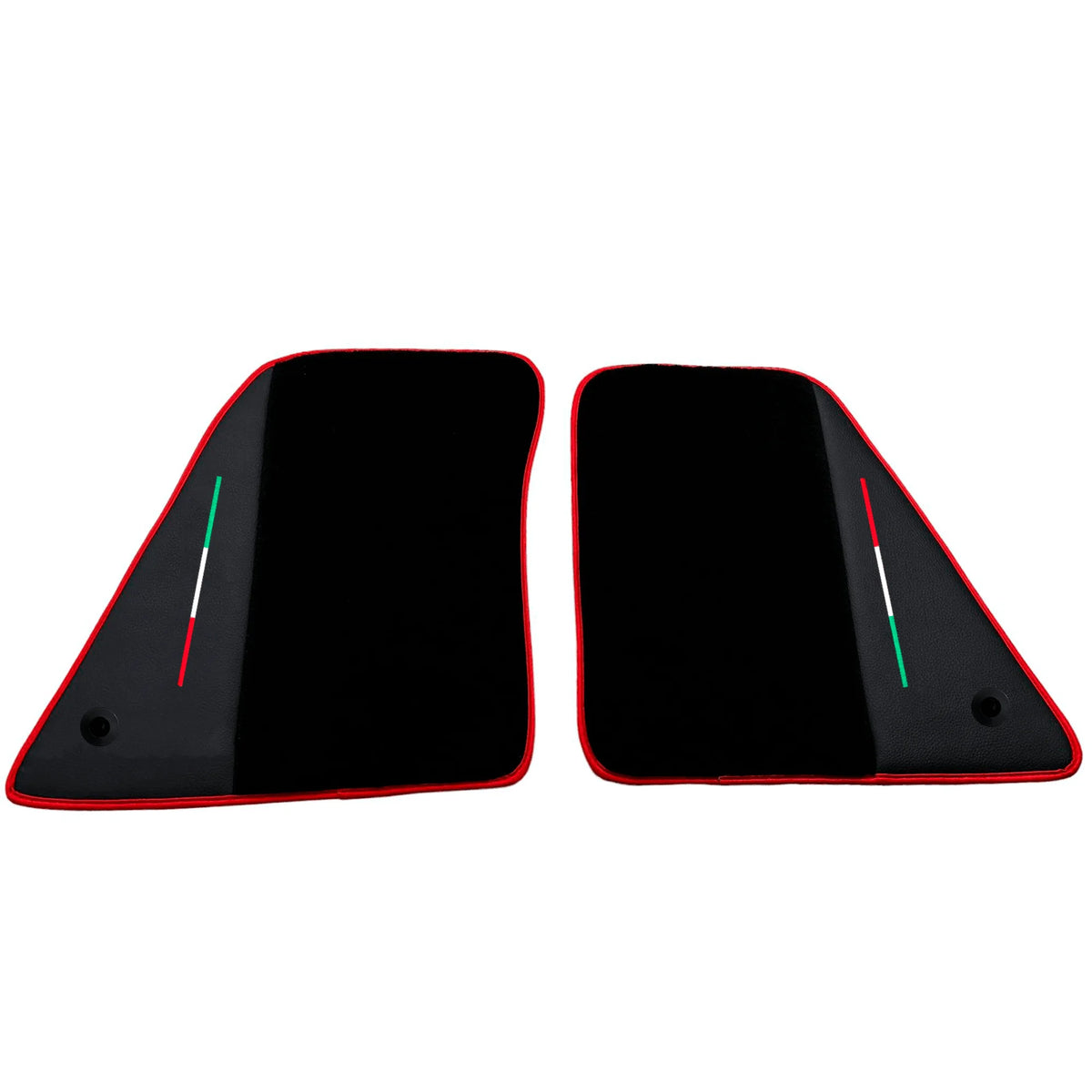 Black Floor Mats for Ferrari SF90 Stradale (2019-2024) with Leather and Red Trim - AutoWin