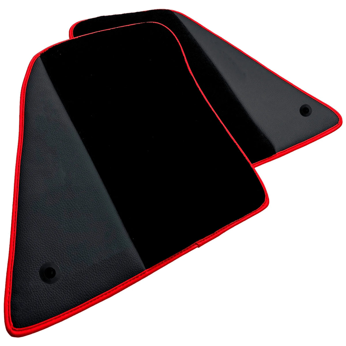 Black Floor Mats for Ferrari SF90 Stradale (2019-2024) with Leather and Red Trim