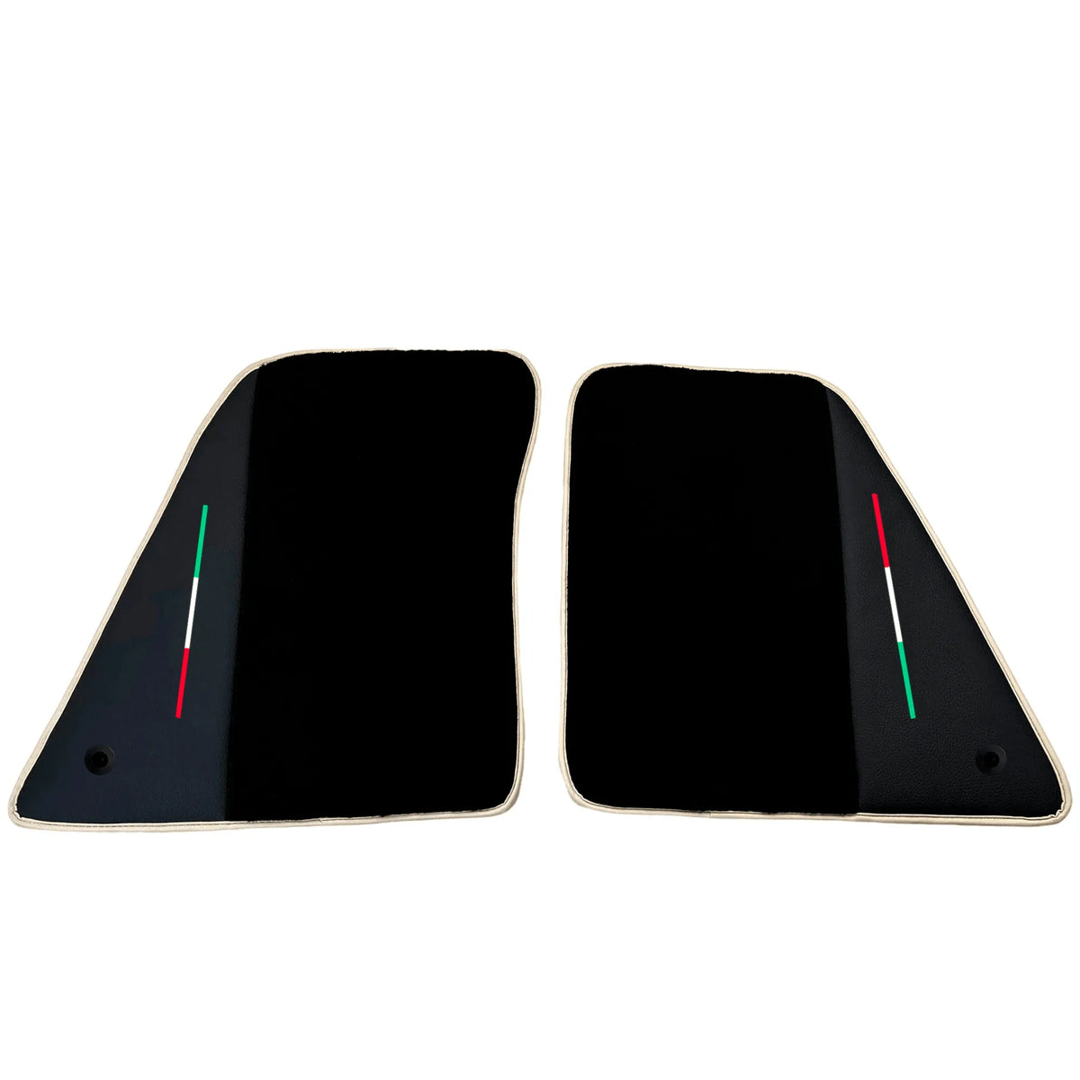Black Floor Mats for Ferrari SF90 Stradale (2019-2024) with Leather | Beige Trim - AutoWin