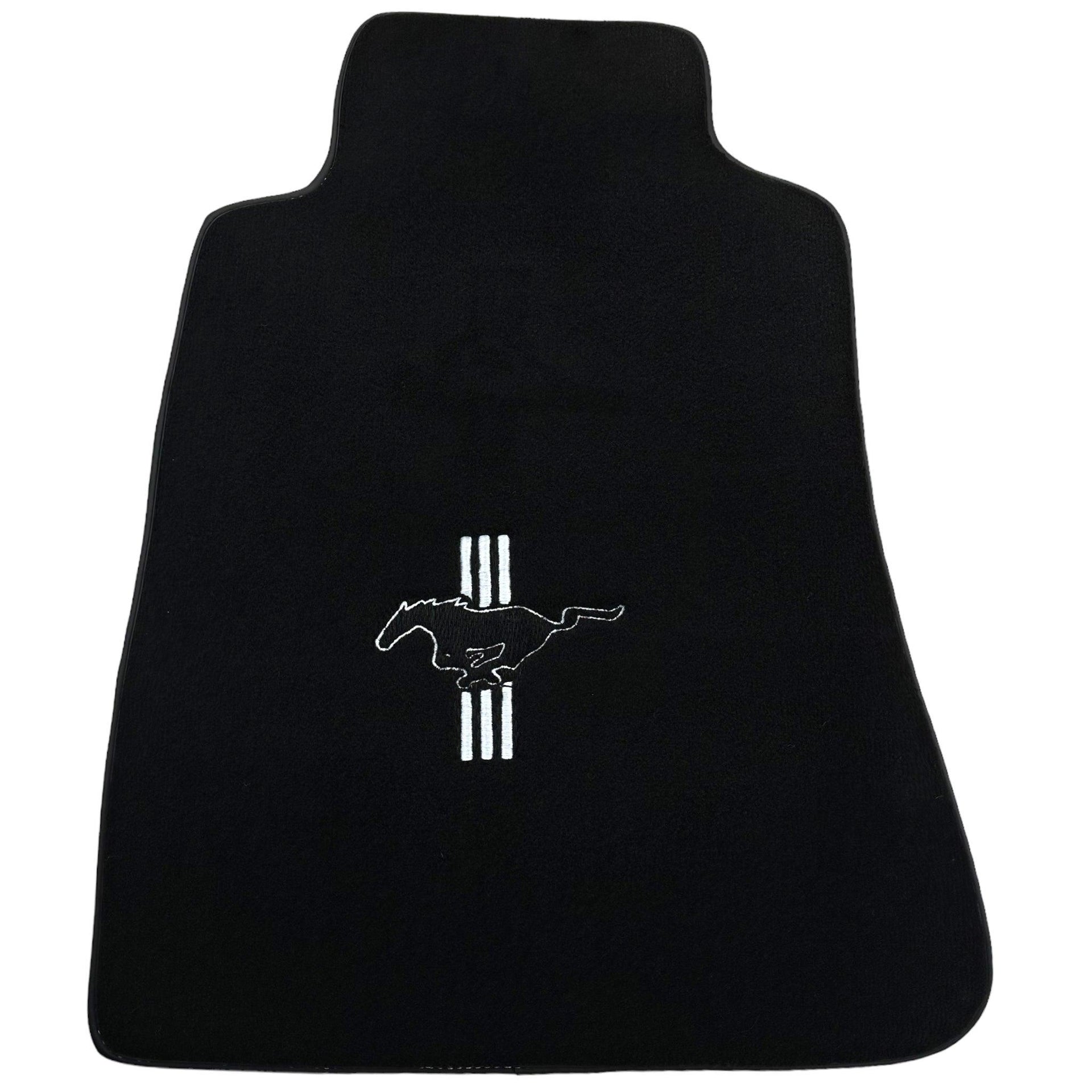 Black Floor Mats For Ford Mustang V (2004-2010) With Pony - AutoWin