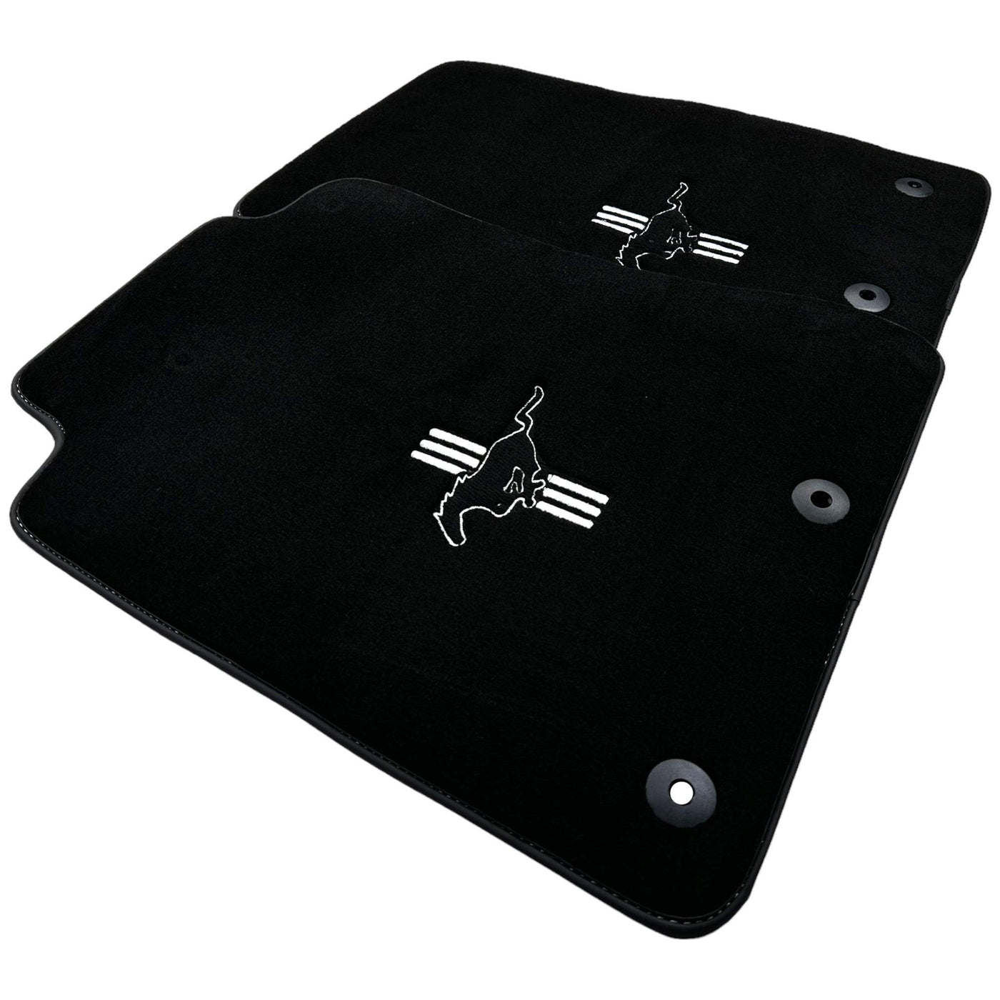 Black Floor Mats For Ford Mustang V FL (2011-2014) With Pony - AutoWin