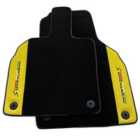 Black Floor Mats for Lamborghini Aventador S with Yellow Alcantara Leather - AutoWin