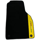 Black Floor Mats for Lamborghini Aventador S with Yellow Alcantara Leather - AutoWin