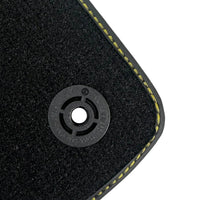 Black Floor Mats for Lamborghini Aventador S with Yellow Alcantara Leather - AutoWin