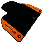 Black Floor Mats for Lamborghini Aventador with Orange (Arancia Leonis) Nappa Leather - AutoWin