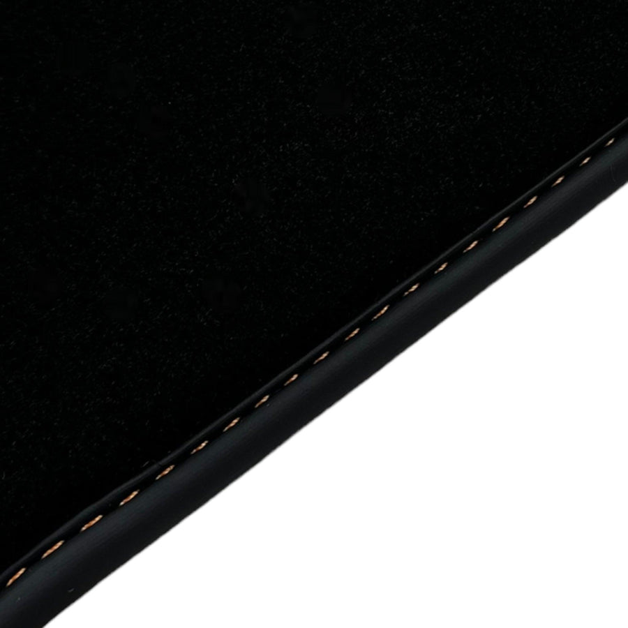 Black Floor Mats for Lamborghini Aventador with Orange (Arancia Mira) Nappa Leather - AutoWin