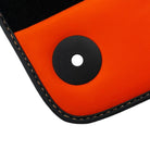 Black Floor Mats for Lamborghini Aventador with Orange (Arancia Mira) Nappa Leather - AutoWin