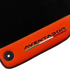 Black Floor Mats for Lamborghini Aventador with Orange (Arancia Mira) Nappa Leather - AutoWin