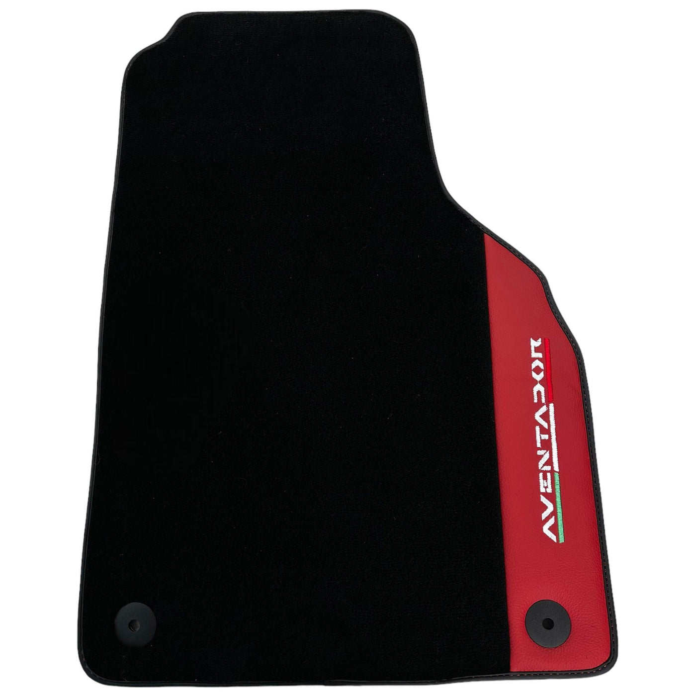 Black Floor Mats for Lamborghini Aventador With Red Leather - AutoWin