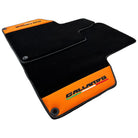 Black Floor Mats for Lamborghini Gallardo With Orange Arancia Leonis Nappa Leather - AutoWin