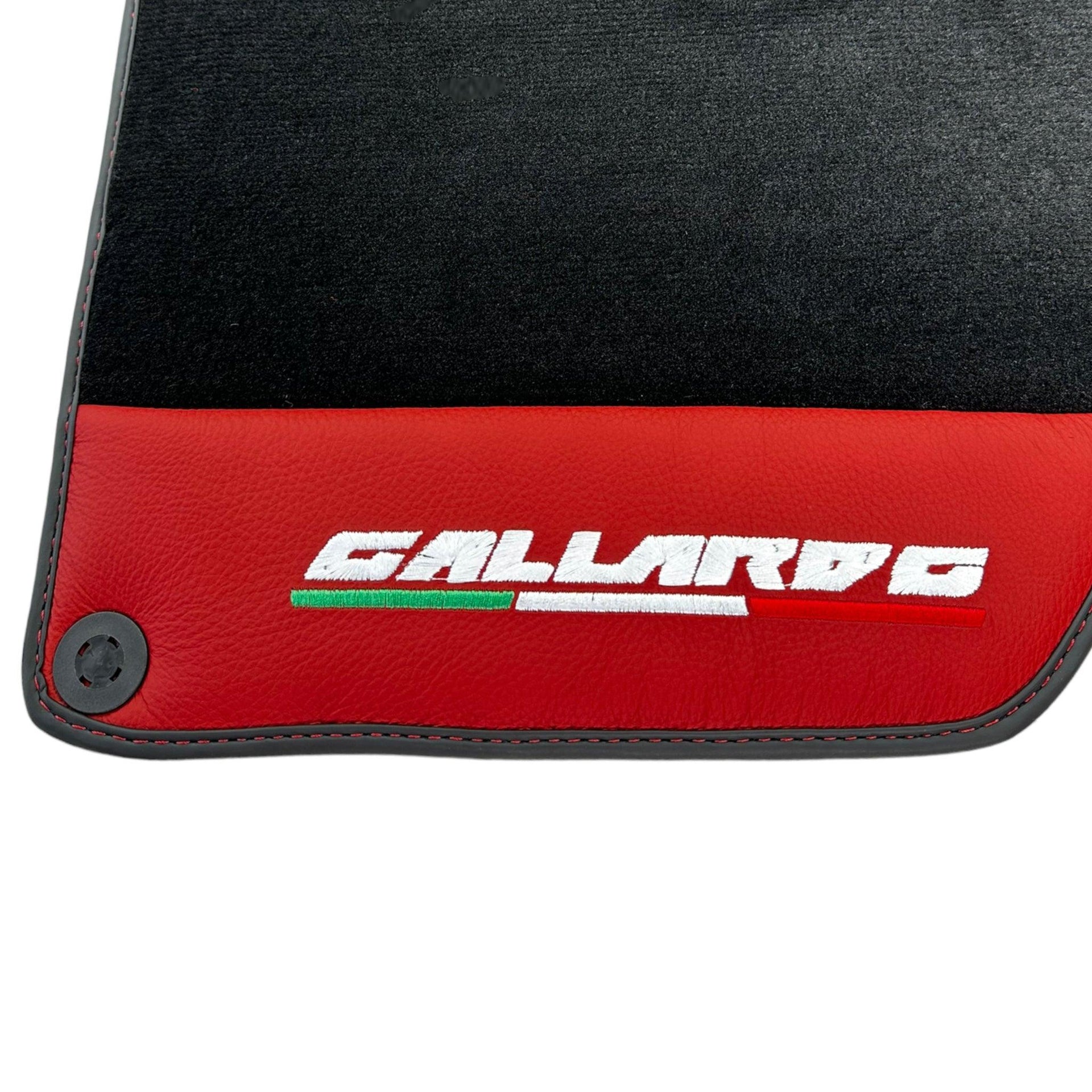 Black Floor Mats for Lamborghini Gallardo With Red Leather - AutoWin