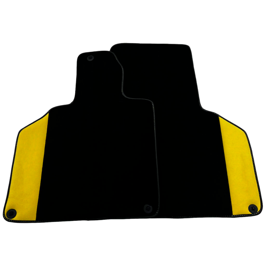 Custom Black Floor Mats for Lamborghini Gallardo with Yellow Alcantara Leather