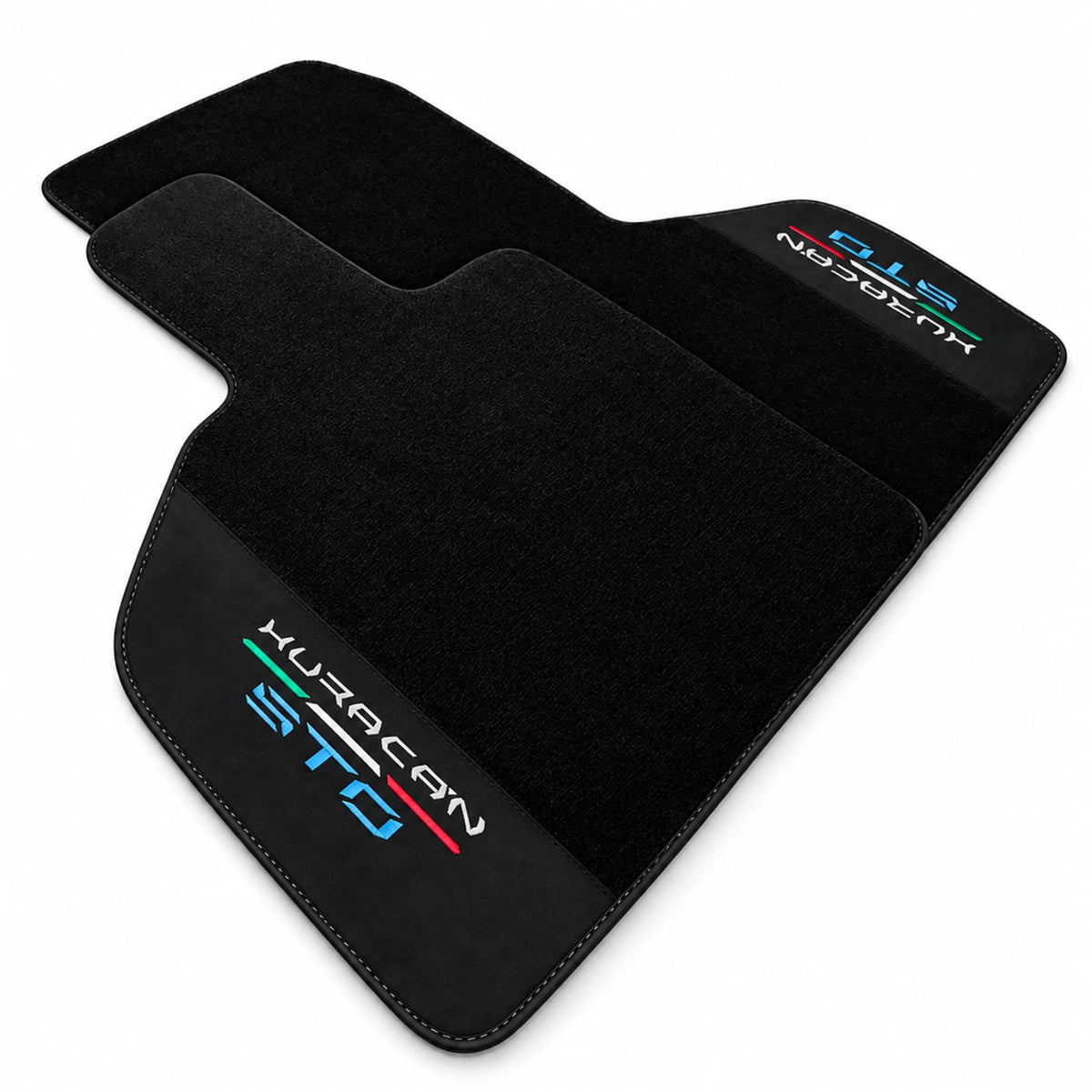 Black Floor Mats for Lamborghini Huracan STO With Black Alcantara Leather