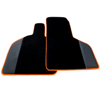 Custom Black Floor Mats for Lamborghini Huracan STO with Black Leather and Orange Trim