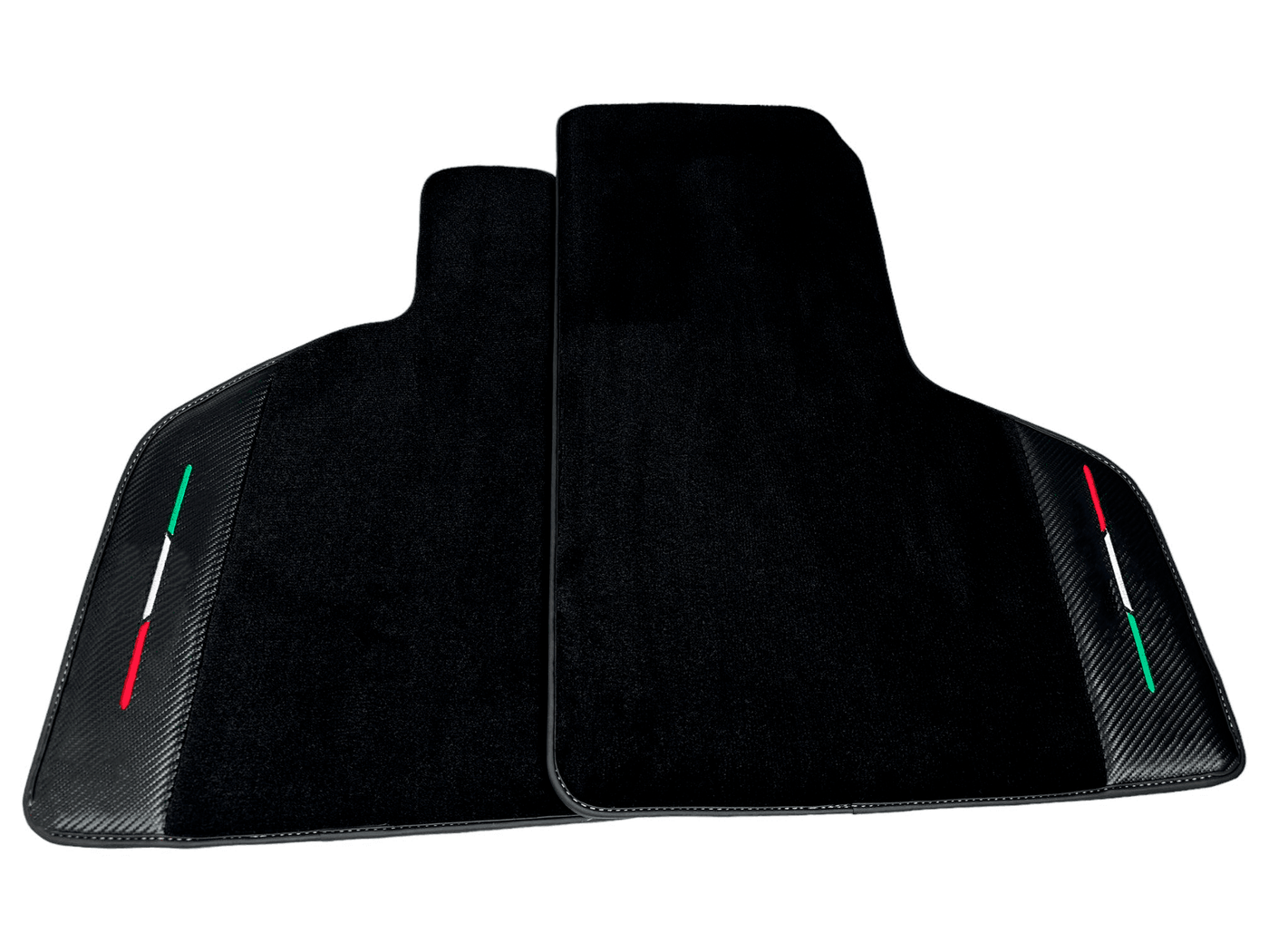 Custom Black Floor Mats for Lamborghini Huracan STO With Carbon Fiber Leather Orange Sewing