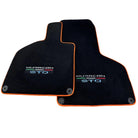 Black Floor Mats for Lamborghini Huracan STO with Orange Trim - AutoWin