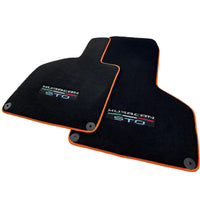 Black Floor Mats for Lamborghini Huracan STO with Orange Trim - AutoWin