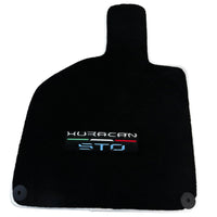 Custom Black Floor Mats for Lamborghini Huracan STO - White Trim