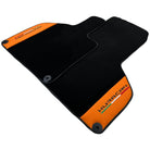 Black Floor Mats for Lamborghini Huracan With Orange (Arancia Leonis) Nappa Leather - AutoWin