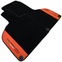 Black Floor Mats for Lamborghini Huracan With Orange (Arancia Mira) Nappa Leather - AutoWin