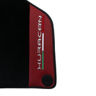 Black Floor Mats for Lamborghini Huracan With Red (Rosso Mysia) Leather - AutoWin