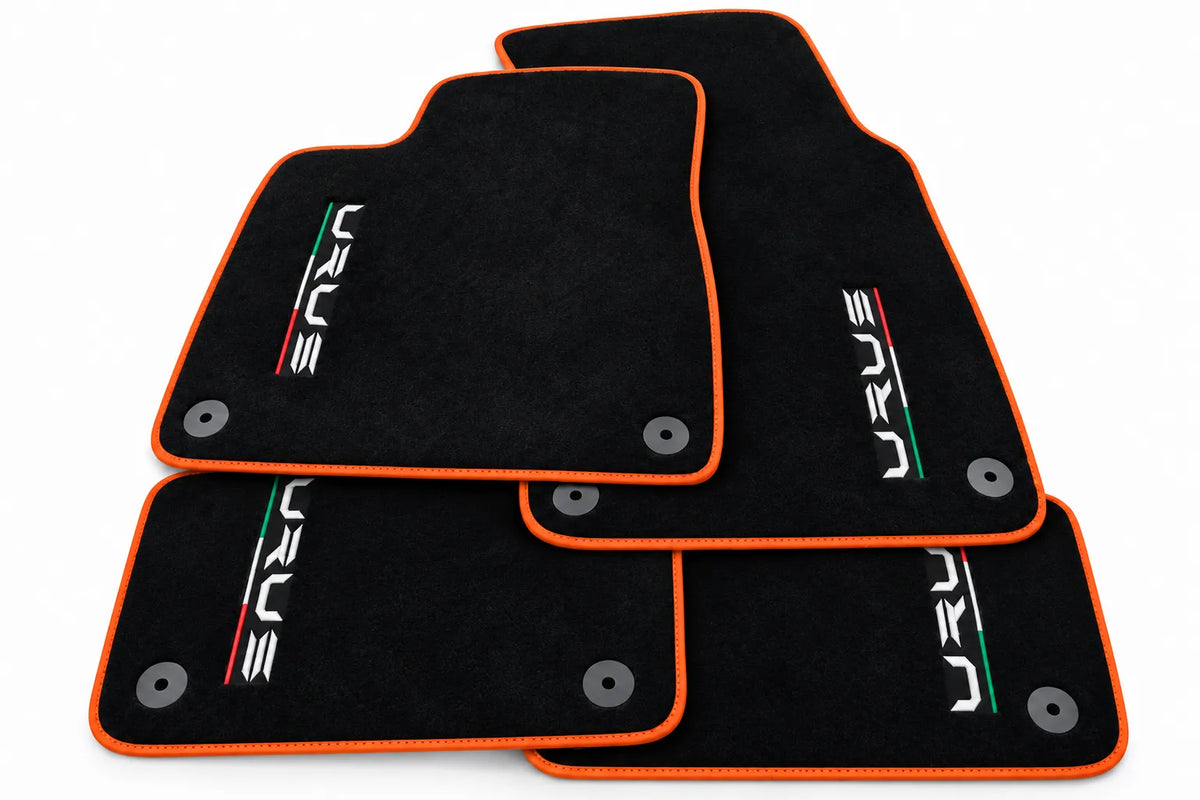 Black Floor Mats For Lamborghini Urus Tailored With Yellow Trim Orange trim