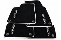 Tapis de sol noirs pour Lamborghini Urus sur mesure avec bord jaune et bord blanc