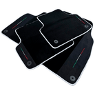 Black Floor Mats For Lamborghini Urus With Alcantara Leather White Trim - AutoWin