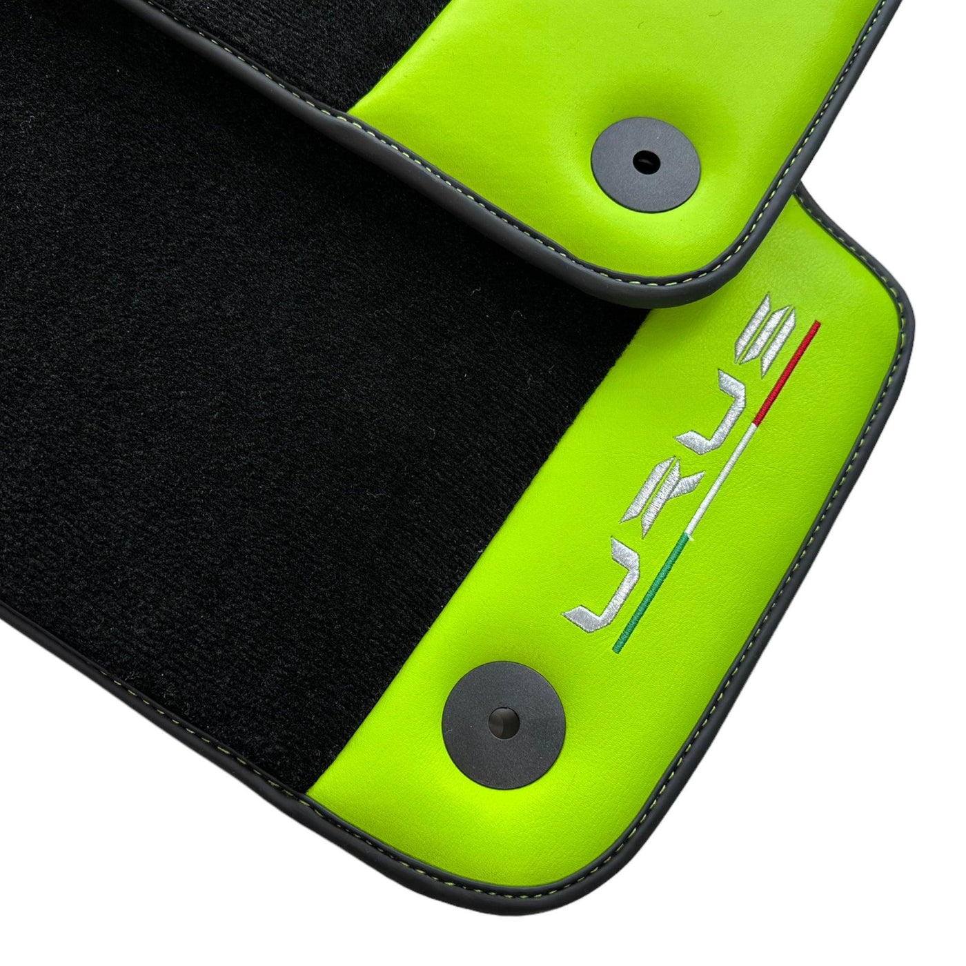 Black Floor Mats for Lamborghini Urus With Green Leather - AutoWin