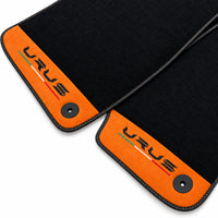 Black Floor Mats For Lamborghini Urus With Orange Alcantara Leather - AutoWin