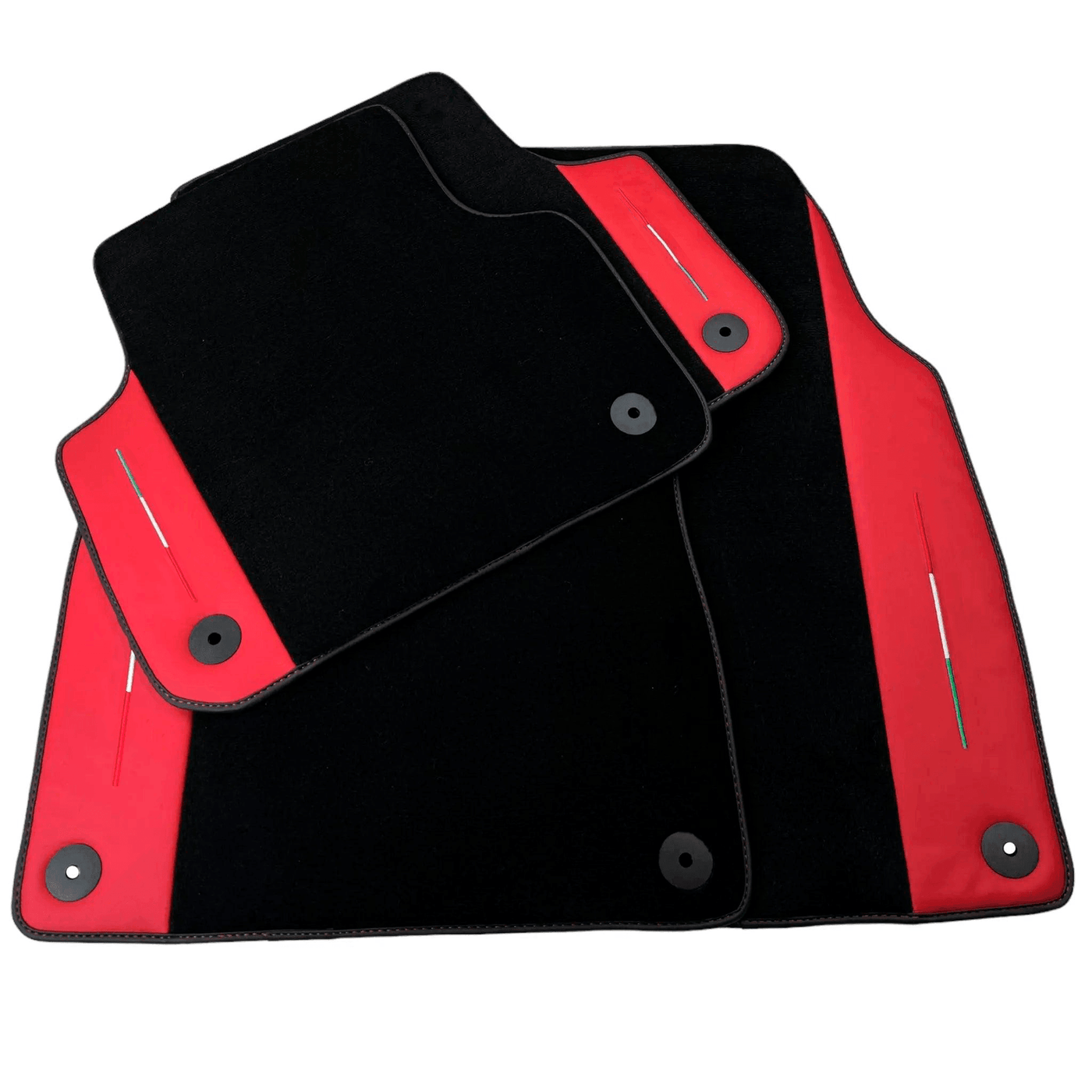 Black Floor Mats for Lamborghini Urus with Red Nappa Leather - AutoWin