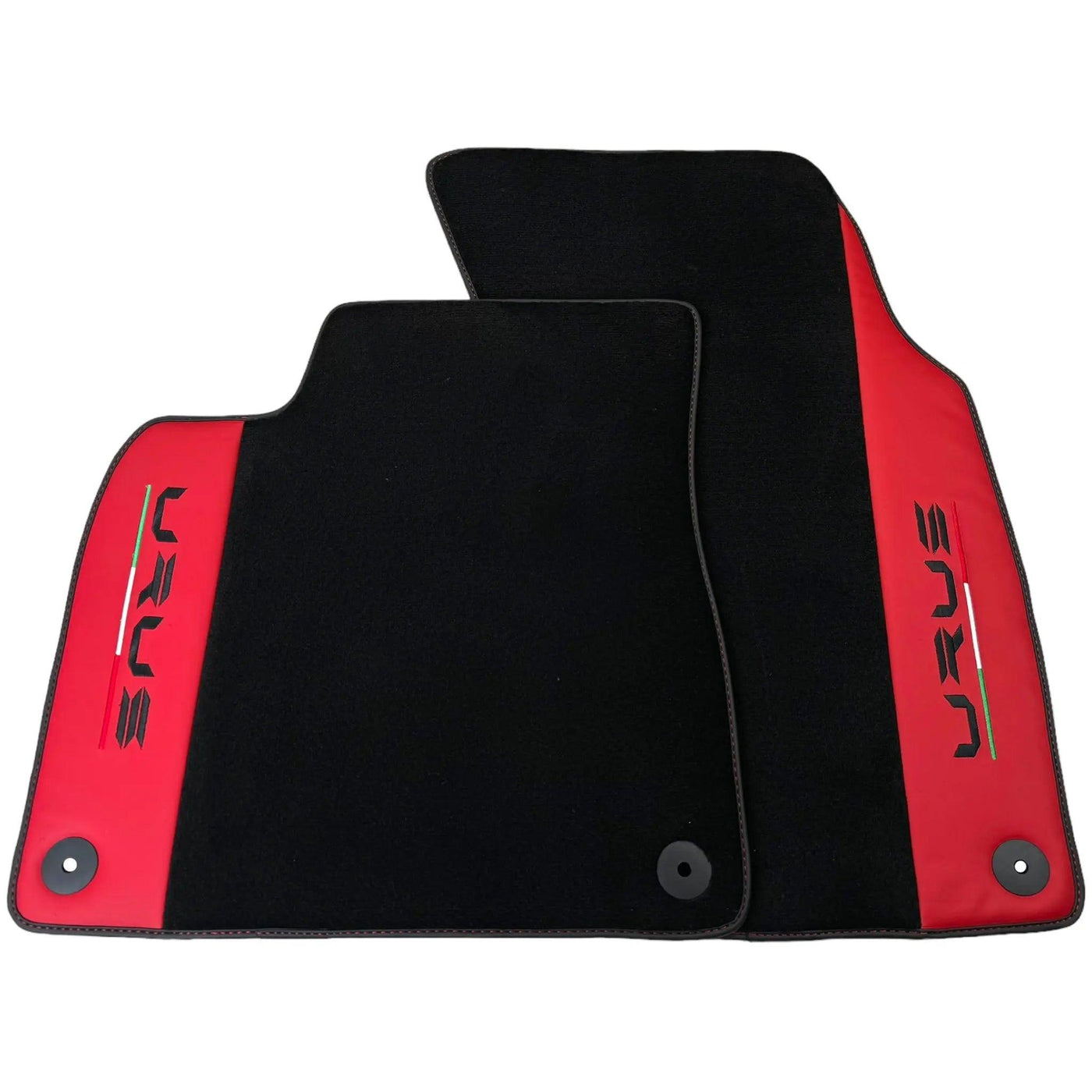 Black Floor Mats for Lamborghini Urus with Red Nappa Leather - AutoWin