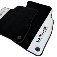 Black Floor Mats for Lamborghini Urus With White Leather - AutoWin
