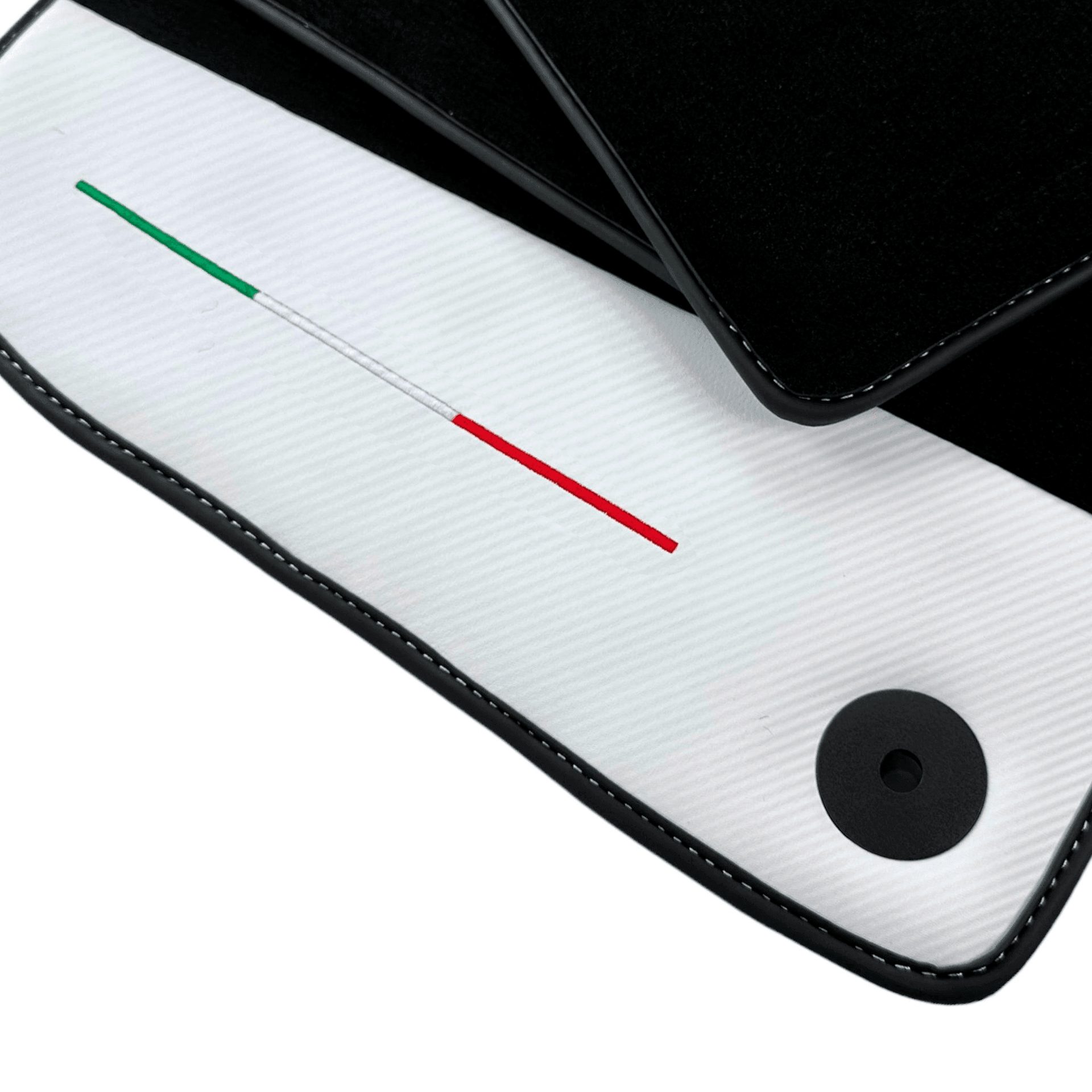 Black Floor Mats for Lamborghini Urus With White Leather - AutoWin