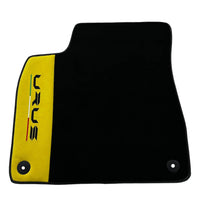 Black Floor Mats For Lamborghini Urus With Yellow Alcantara Leather - AutoWin